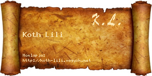 Koth Lili névjegykártya